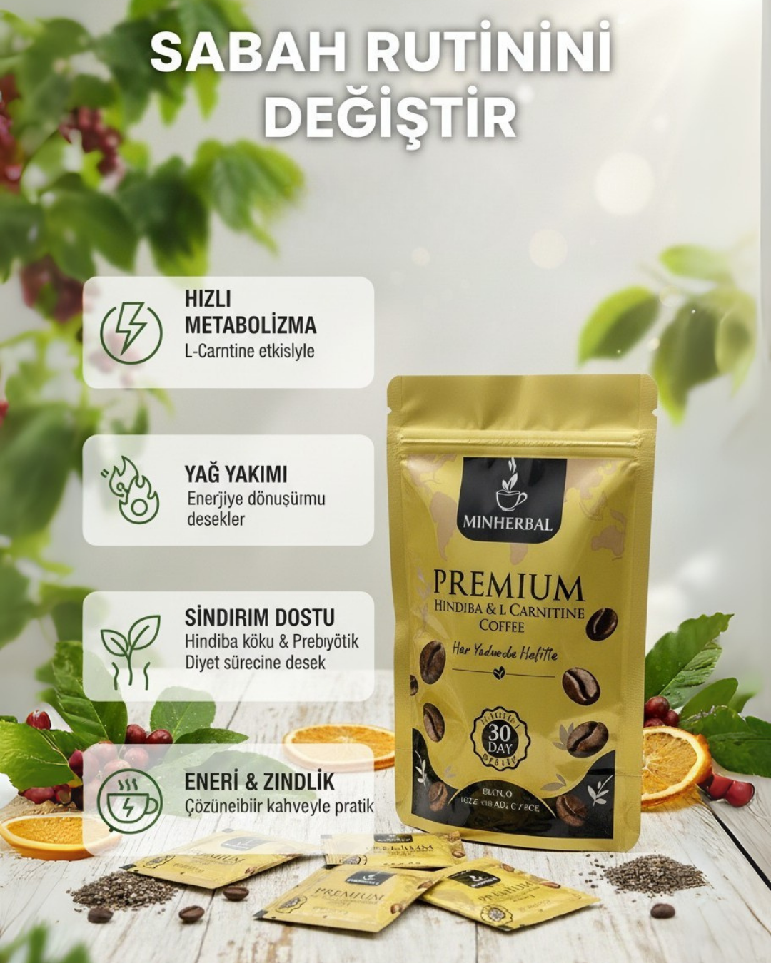 L- Carnitine Destekli Zayıflamaya Yardımcı Çözünebilir Kahve
